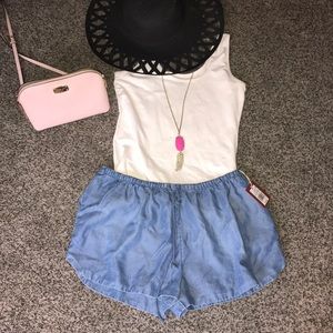 Denim draw string shorts